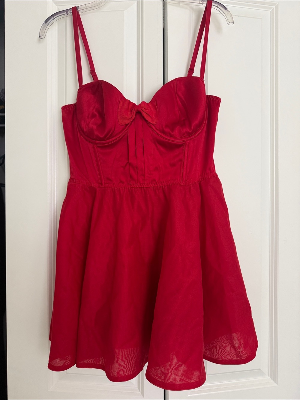Victoria's Secret Red Satin Bustier Camisole with Flared Skirt